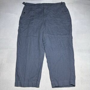 Athleta‎ Voyager Linen Pants Womens 18 Blue Chambray Coastal Summer Adjustable
